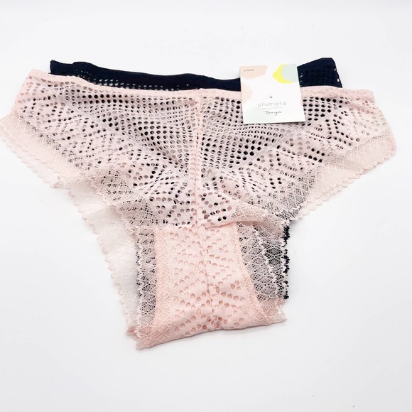 Shimera NWT Womens Black/Pink Mesh Lace Jade Cheeky Underwear - 2 Pack - Picture 1 of 9